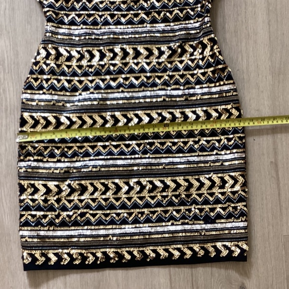 NWT GIANNI BINI GB BLACK AND GOLD SEQUENCE EMBELLISHED COCKTAIL DRESS SZ M - Picture 16 of 16